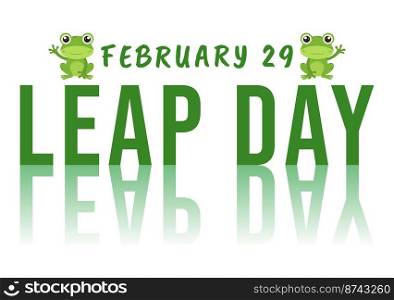 Happy Leap Day on 29 February with Cute Frog in Flat Style Cartoon Hand Drawn Background Templates Illustration