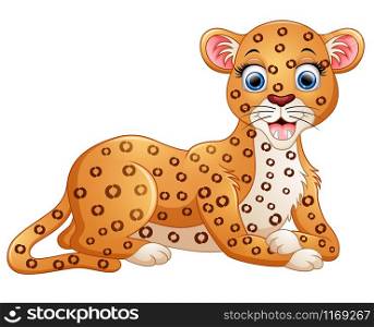 Happy leopard cartoon lay down