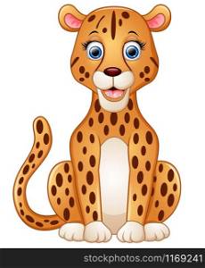 Happy leopard cartoon sitting illustration