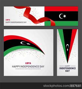 Happy Libya independence day Banner and Background Set