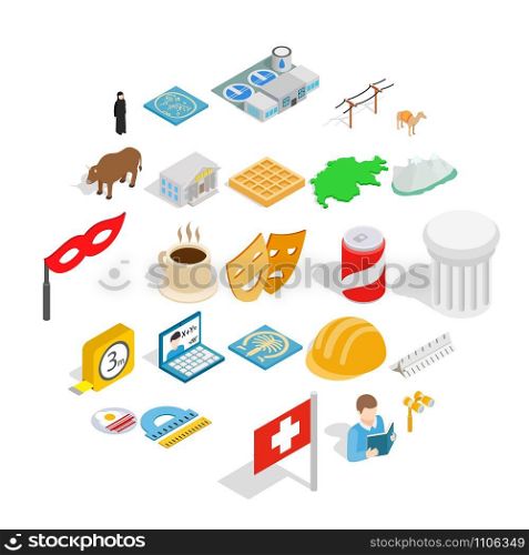 Happy life icons set. Isometric set of 25 happy life vector icons for web isolated on white background. Happy life icons set, isometric style