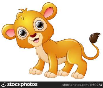 Happy lion cartoon isolated on white background