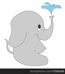 Happy little elephant, illustration, vector on white background.