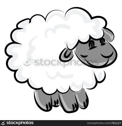 Happy little lamb, illustration, vector on white background.