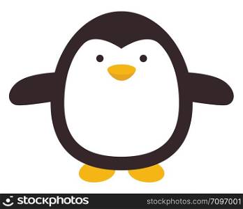 Happy little penguin, illustration, vector on white background.
