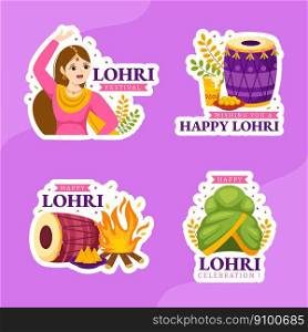 Happy Lohri Festival Label Flat Cartoon Hand Drawn Templates Background Illustration