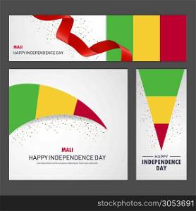 Happy Mali independence day Banner and Background Set