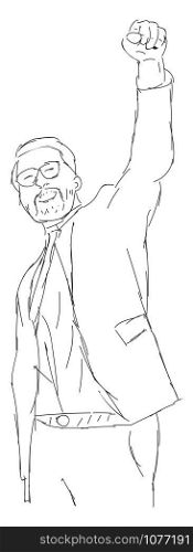 Happy man sketch, illustration, vector on white background.