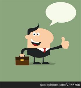 Happy Manager Giving Feedback In Modern Flat Design Illustration With Speech Bubble