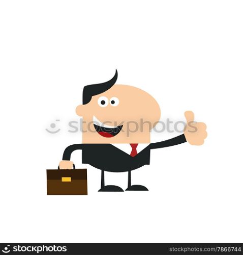 Happy Manager Giving Thumb Up.Modern Flat Design Illustration Isolated on white