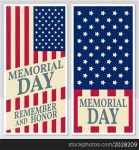 Happy Memorial Day greeting card, flyer. Happy Memorial Day poster. Patriotic banner for website template. Vector illustration.