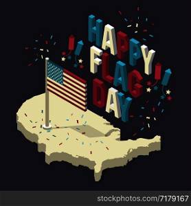 Happy memorial day. Isometric composition with flag.. Happy memorial day. Isometric composition with flag. Vector illustration