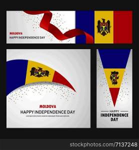 Happy Moldova independence day Banner and Background Set