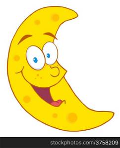 Happy Moon Mascot Cartoon Character
