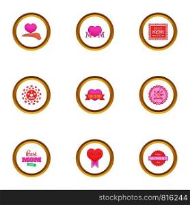 Happy mother day icons set. Cartoon style set of 9 happy mother day vector icons for web design. Happy mother day icons set, cartoon style