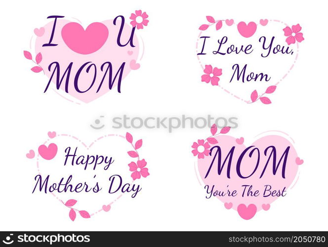 Happy Mother Day with Beautiful Blossom Flowers and Calligraphy Text Which is Commemorated on December 22 for Greeting Card or Poster Flat Design Illustration