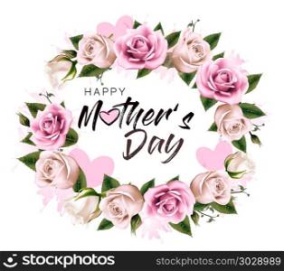 Happy Mother&rsquo;s Day background with beauty flowers and hearts. Ve. Happy Mother&rsquo;s Day background with beauty flowers and hearts. Vector.. Happy Mother&rsquo;s Day background with beauty flowers and hearts. Vector.