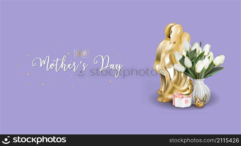 Happy Mother&rsquo;s Day greeting card. Spring cut flowers tulips, festive background. Vector illustration. Women&rsquo;s holiday.. Happy Mother&rsquo;s Day greeting card. Spring cut flowers tulips, festive background. Vector illustration. Women&rsquo;s holiday