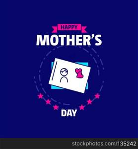 Happy Mother&rsquo;s day greetings card with unique design and blue theme vector. For web design and application interface, also useful for infographics. Vector illustration.