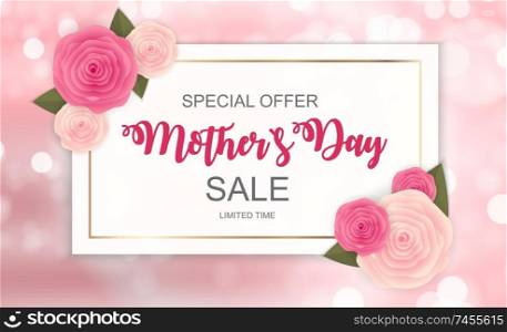 Happy Mother s Day Cute Sale Background with Flowers. Vector Illustration EPS10. Happy Mother s Day Cute Sale Background with Flowers. Vector Illustration
