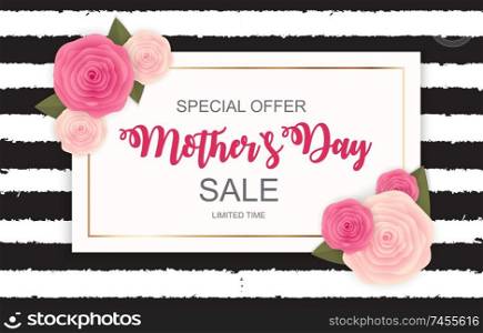 Happy Mother s Day Cute Sale Background with Flowers. Vector Illustration EPS10. Happy Mother s Day Cute Sale Background with Flowers. Vector Illustration
