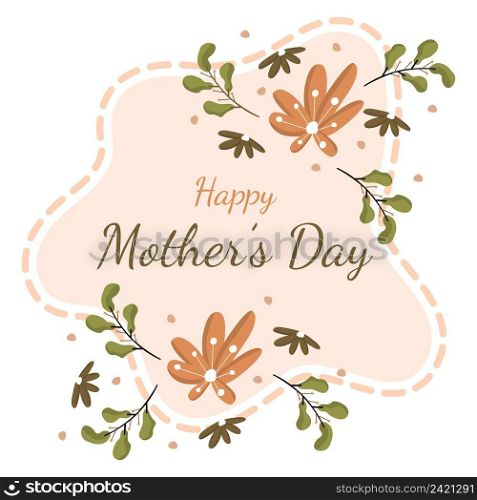 Happy Mother"s Day Flower Floral Card Flat Illustration