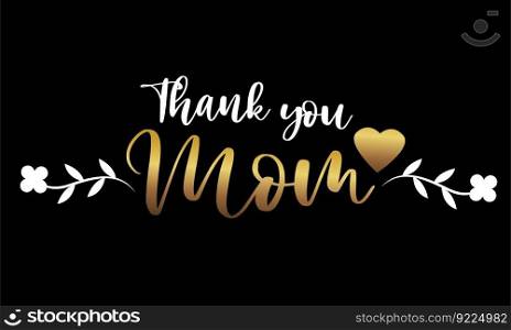 Happy Mother's Day gold white handwrite text on a black background celebration vector	
