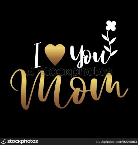 Happy Mother's Day gold white handwrite text on a black background celebration vector	