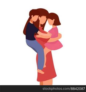 Happy Mother s Day Greeting Card. Vector Illustration Of Mother Holding Baby Son and daughter In Arms. Happy Mother s Day Greeting Card. Vector Illustration Of Mother Holding Baby Son and daughter In Arms.