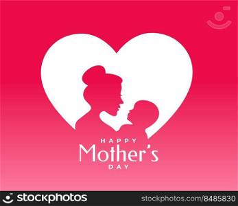 happy mother’s day love card with mom and child illustration