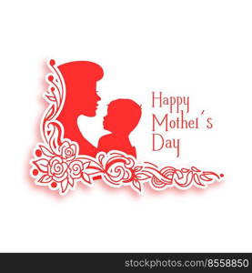 happy mothers day background with mom and child silhouette