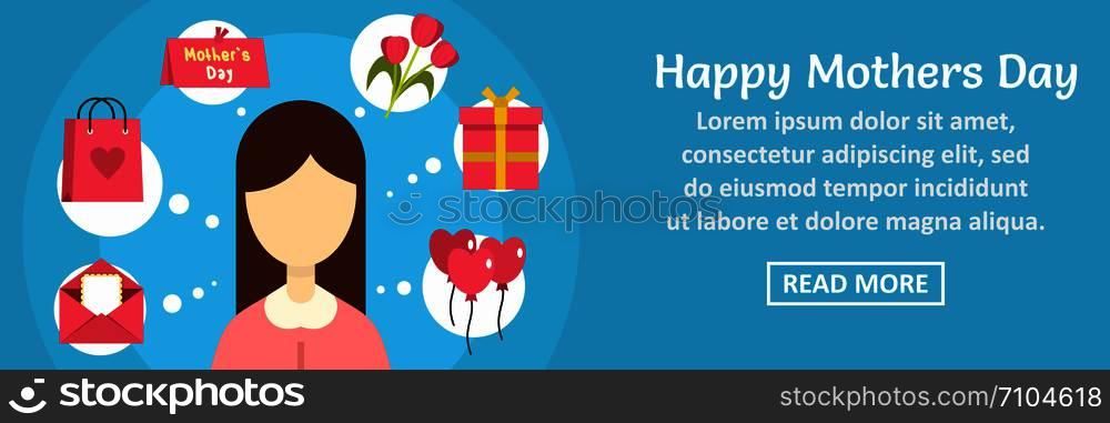 Happy mothers day banner horizontal concept. Flat illustration of happy mothers day banner horizontal vector concept for web design. Happy mothers day banner horizontal concept