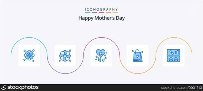 Happy Mothers Day Blue 5 Icon Pack Including . love.