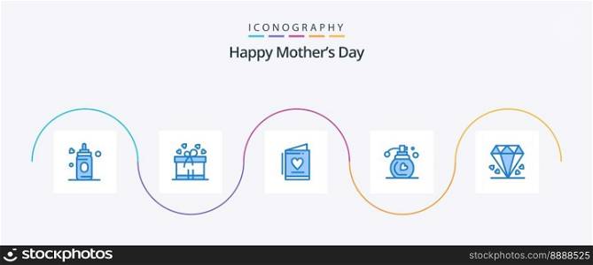 Happy Mothers Day Blue 5 Icon Pack Including . mom. love. gift. makeup