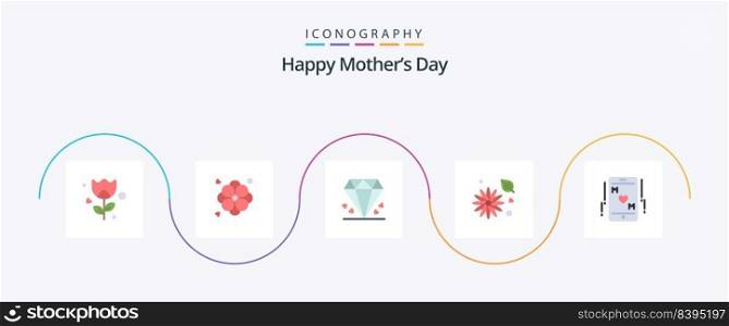 Happy Mothers Day Flat 5 Icon Pack Including mother. love. mom. phone. buttercup flower