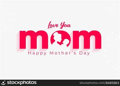 happy mothers day flat card with mom and child