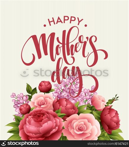 Happy Mothers Day Lettering card. Greetimng card with flower. Vector illustration. Happy Mothers Day Lettering card. Greetimng card with flower. Vector illustration EPS 10