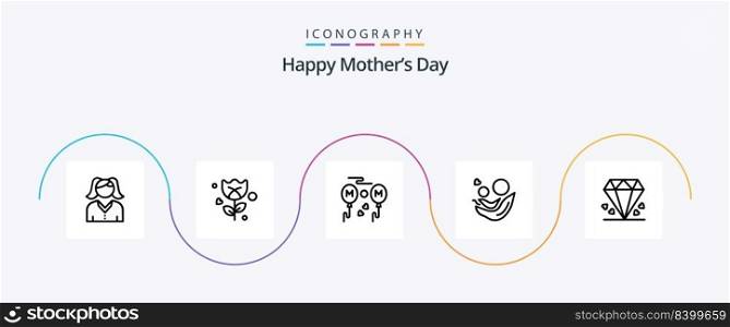 Happy Mothers Day Line 5 Icon Pack Including day . baby . mother . fly