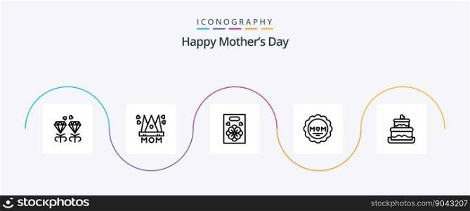Happy Mothers Day Line 5 Icon Pack Including medal . mom . gift . flower