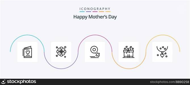 Happy Mothers Day Line 5 Icon Pack Including mom. gift . summer. love