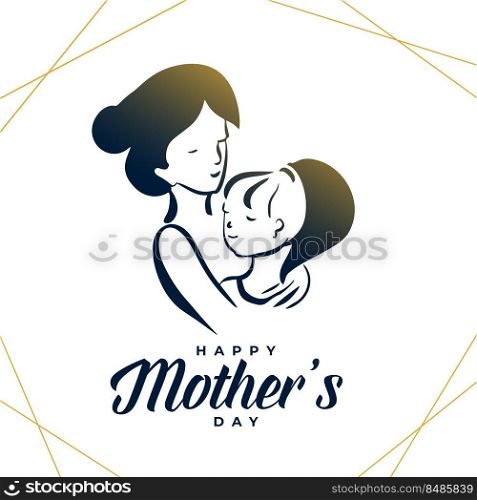 happy mothers day mom and child illustration hugging each other