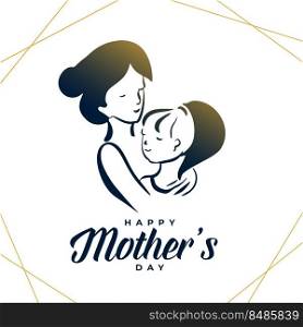 happy mothers day mom and child illustration hugging each other