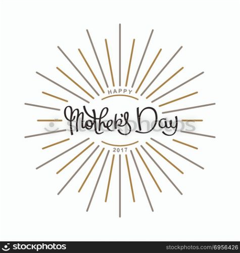 Happy Mothers Day. Mothers Day. Spring season holidays template. Lettering composition with linear rays. Vector design elements.