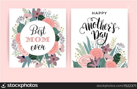 Happy Mothers Day. Vector template with flowers. Design element for card, poster, banner, and other use.. Happy Mothers Day. Vector template with flowers.
