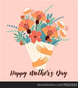 Happy Mothers Day. Vector template with flowers. Design element for card, poster, banner, and other use.. Happy Mothers Day. Vector template with flowers.