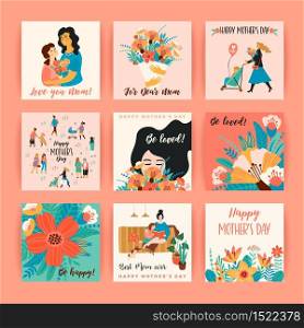 Happy Mothers Day. Vector templates. Design element for card, poster, banner, and other use. Happy Mothers Day. Vector templates for card, poster, banner, and other use.
