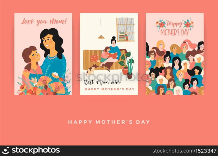 Happy Mothers Day. Vector templates. Design element for card, poster, banner, and other use. Happy Mothers Day. Vector templates for card, poster, banner, and other use.