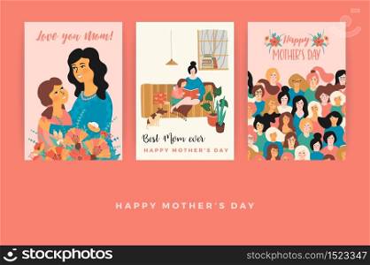 Happy Mothers Day. Vector templates. Design element for card, poster, banner, and other use. Happy Mothers Day. Vector templates for card, poster, banner, and other use.