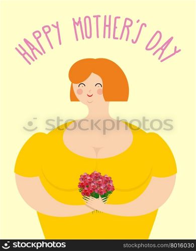 Happy Mothers day. Woman with bouquet of roses. Happy woman holding flowers. Joy in humans.&#xA;
