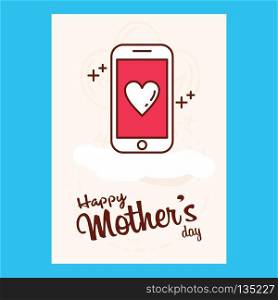 Happy Mothers’s Day Typographical Design Card With Red Background. For web design and application interface, also useful for infographics. Vector illustration.